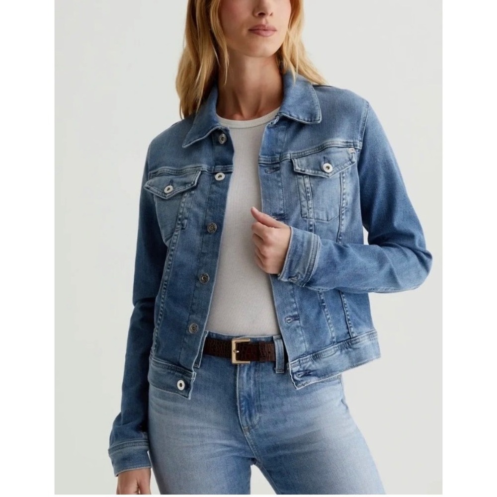 AG Adriano Goldschmied Robyn Denim Jacket Light Wash XS Fitted Stretch Jean